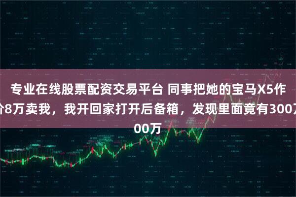 专业在线股票配资交易平台 同事把她的宝马X5作价8万卖我,我开回家打开后备箱,发现里面竟有300万